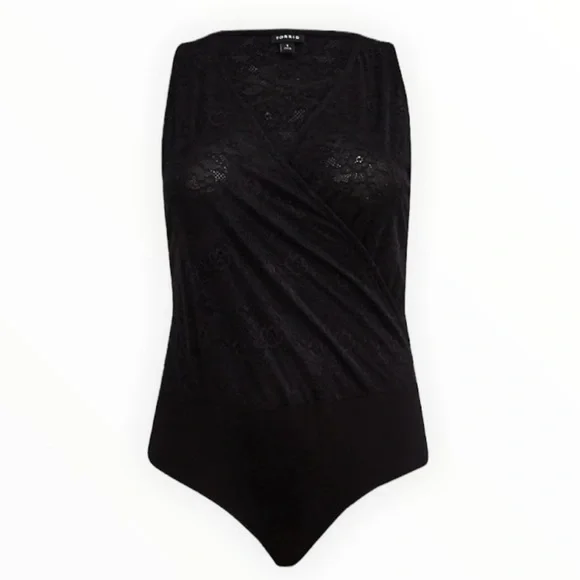 Torrid Surplice Strappy Bodysuit Lace Black - Picture 3 of 10